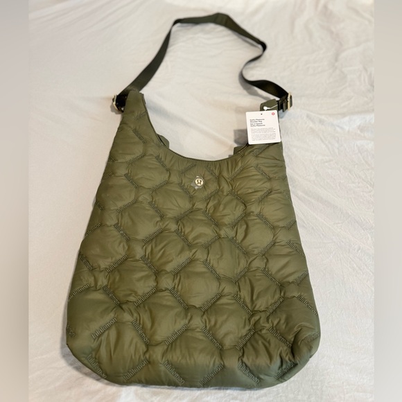lululemon athletica Handbags - Lululemon Quilty Pleasures Olive Quilted Shoulder Bag 14L NWT
